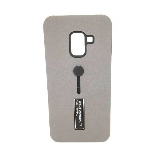 Cover Kickstand Matte With Finger Strap Samsung Galaxy A8 2018 A530 Grey